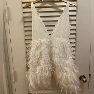 L’ATISTE by Amy White Sequin Faux Feather Dress